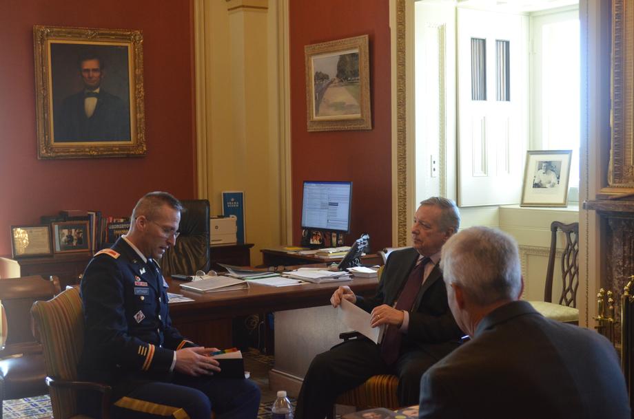Durbin Meets With Rock Island Army Corps Commander Colonel Sattinger To Discuss Quincy Bay